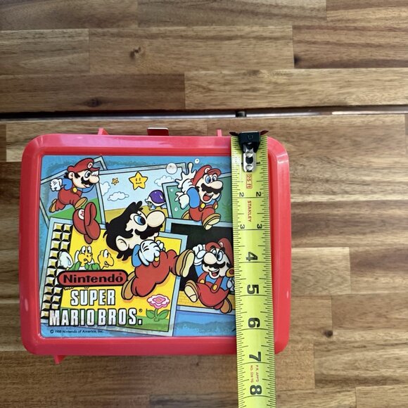 VTG 1988 Aladdin Super Mario Nintendo Plastic Lunchbox Thermos Cup Lunch Box RD - Picture 5 of 16